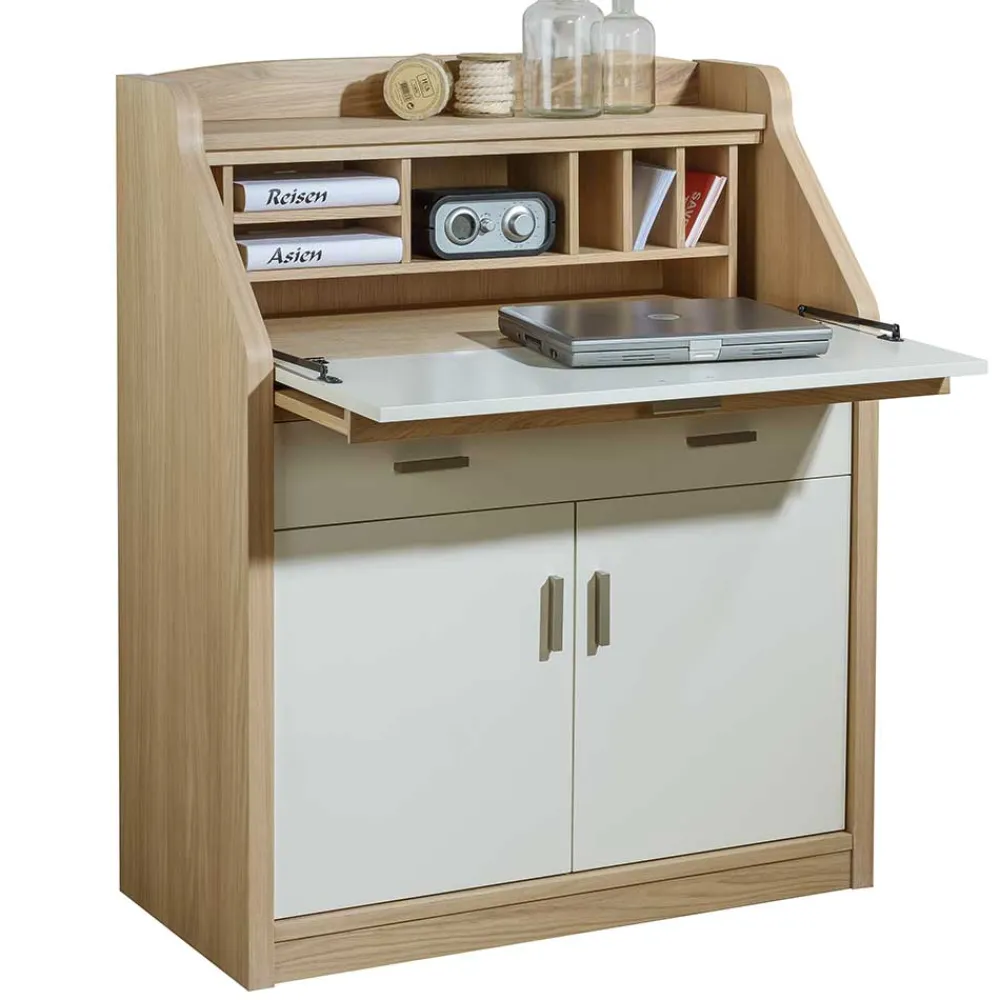 Wohnen Moderner Sekretär in Creme & Eiche Bianco - Jamaica
