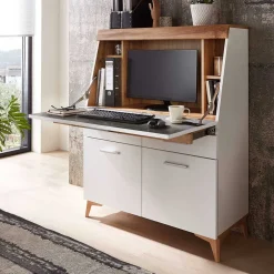 Wohnen Moderner Sekretär in Weiß & Eiche Optik - Bistrita