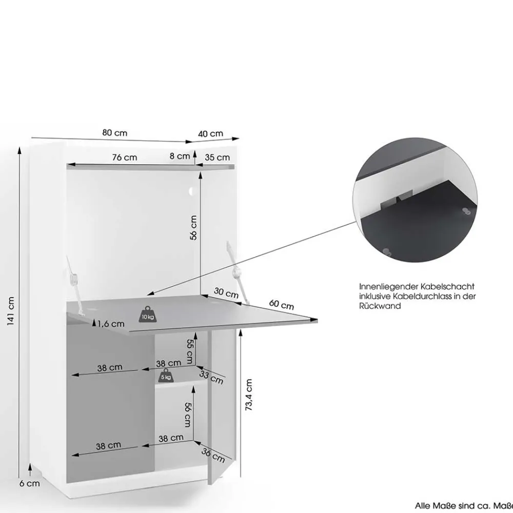 Wohnen Moderner Sekretär in Weiß und Anthrazit - Exotica