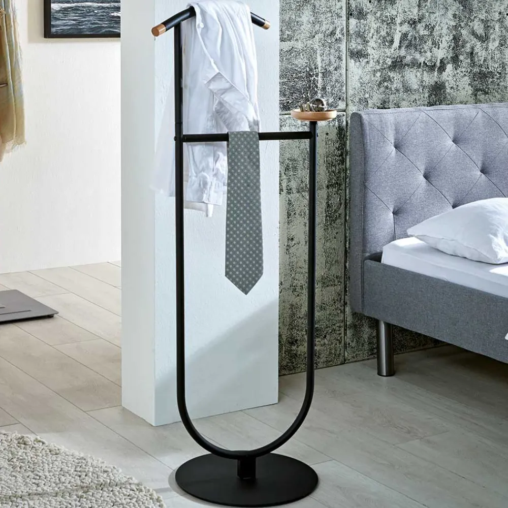 Wohnen Herrendiener*Moderner Skandi Herrendiener in Schwarz & Buche - Lucan