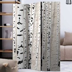 Wohnen Moderner Skandi Paravent mit Birken & Mauer - Aron