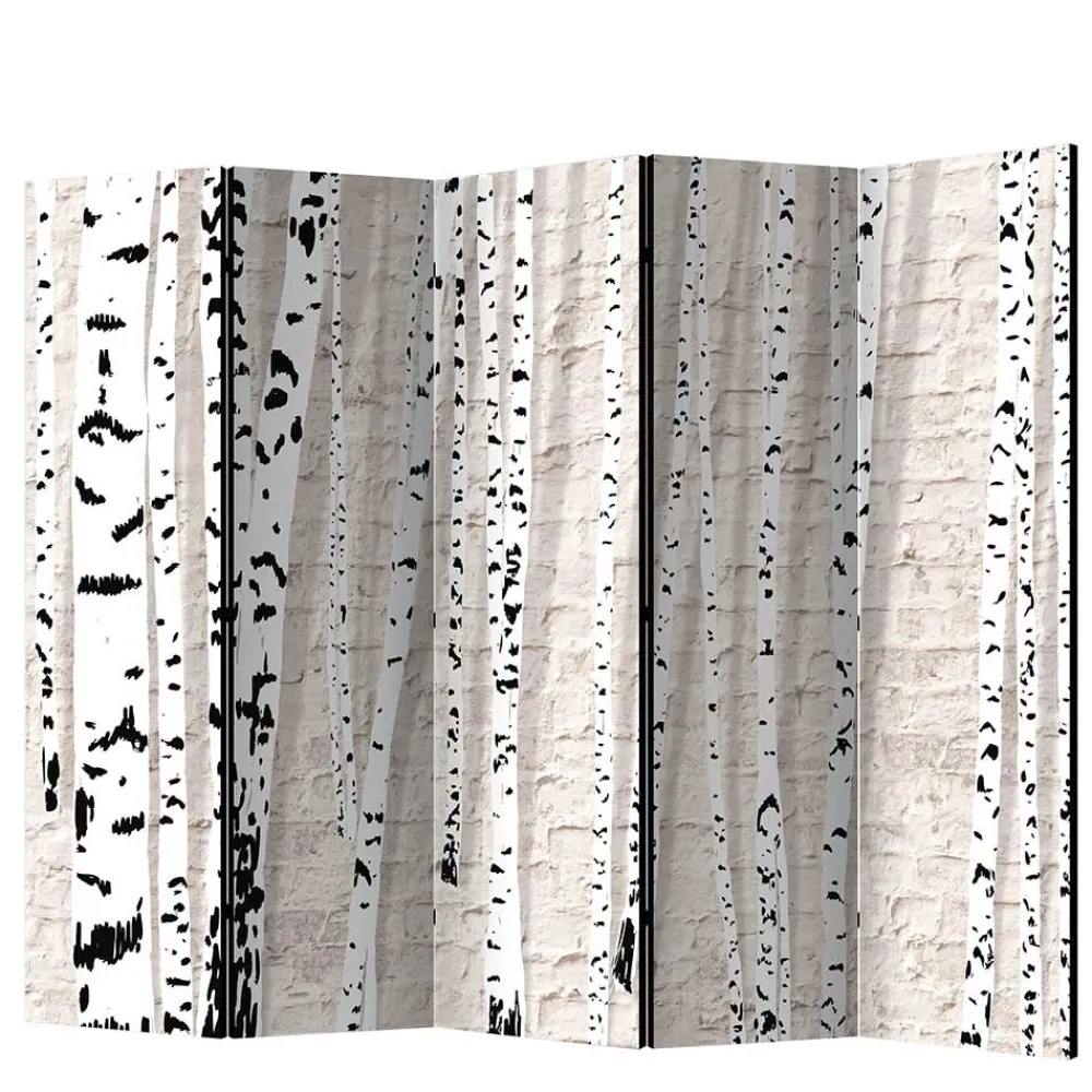 Wohnen Moderner Skandi Paravent mit Birken & Mauer - Aron