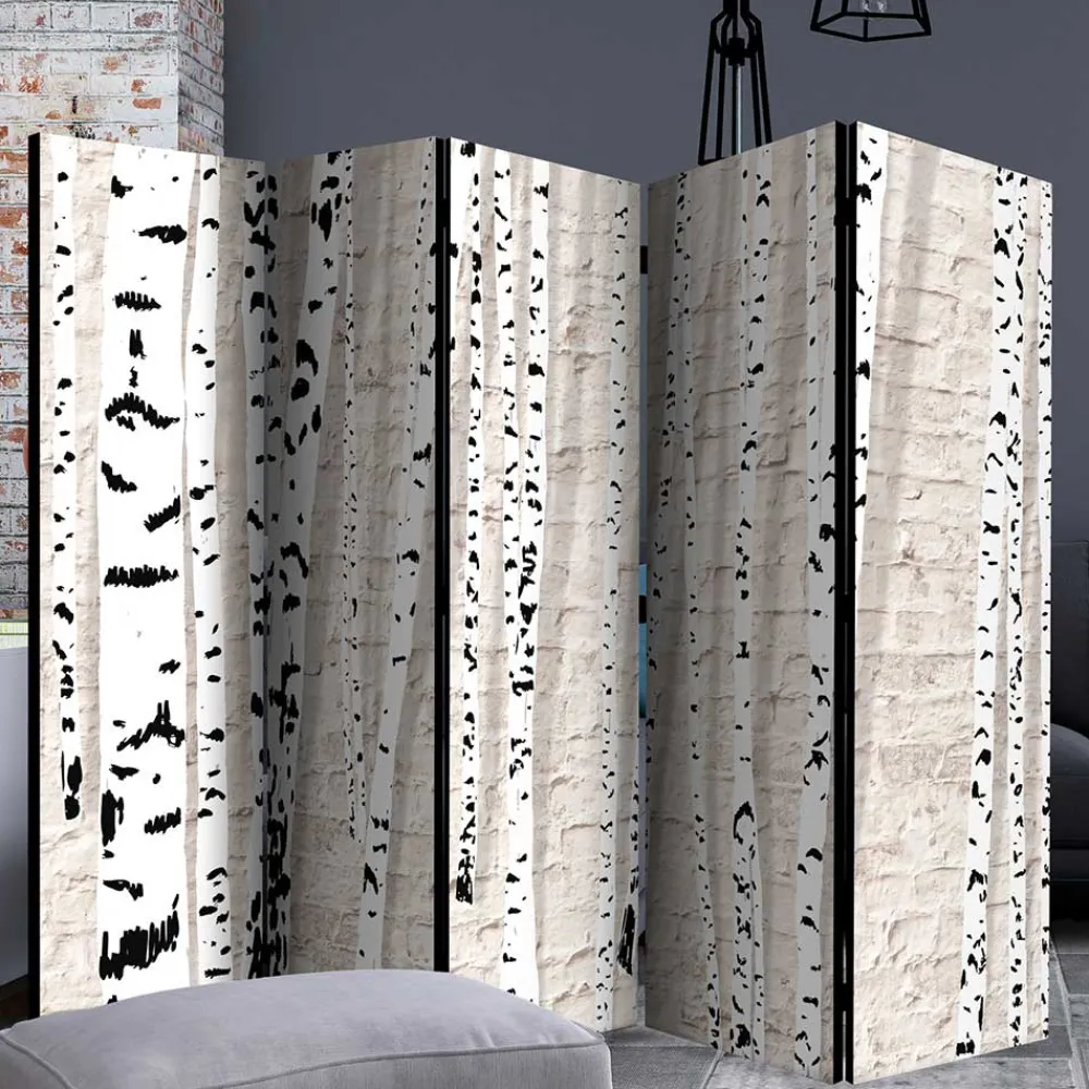 Wohnen Moderner Skandi Paravent mit Birken & Mauer - Aron