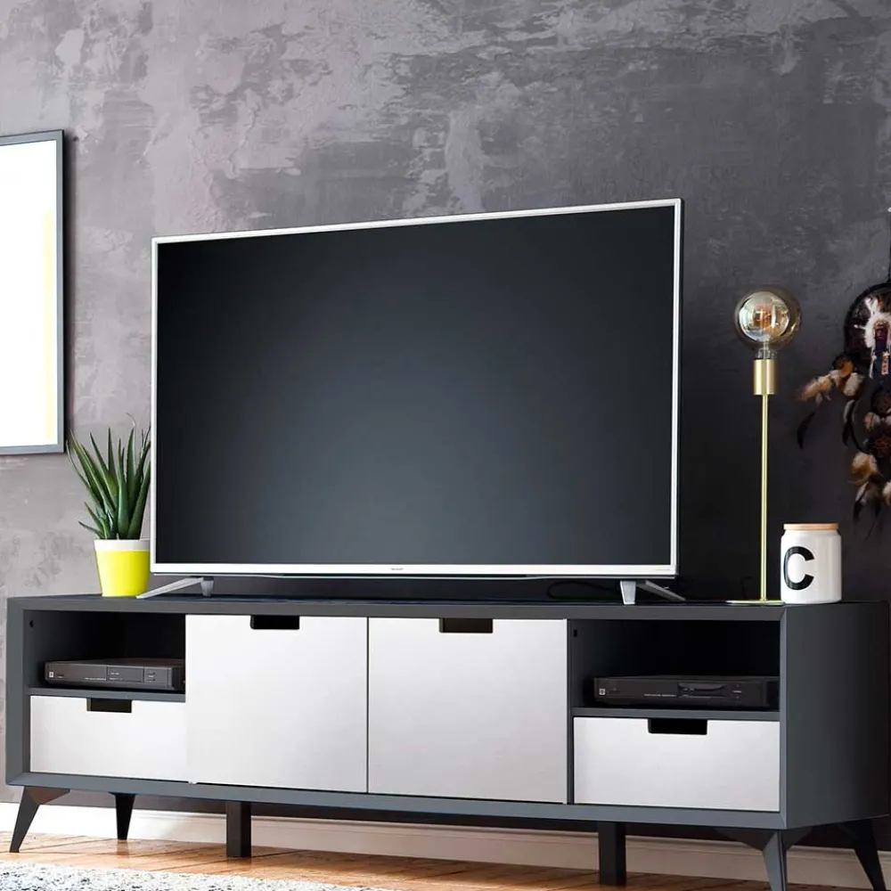 Wohnen Tv & Hifi-Möbel|Tv & Hifi-Möbel*Moderner TV Unterschrank in Weiß & Grau - Vadids