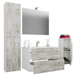 Wohnen Modernes Badezimmer in Betonoptik - Salvadore (vierteilig)