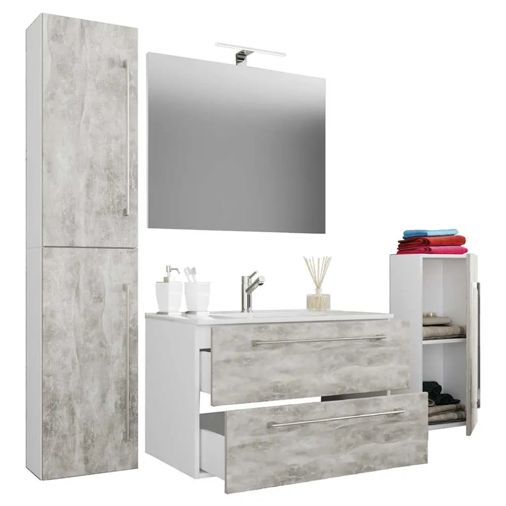 Wohnen Modernes Badezimmer in Betonoptik - Salvadore (vierteilig)