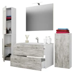 Wohnen Modernes Badezimmer in Betonoptik - Salvadore (vierteilig)