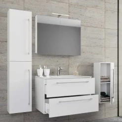 Wohnen Modernes Badezimmer in Weiß - Ipsum (vierteilig)