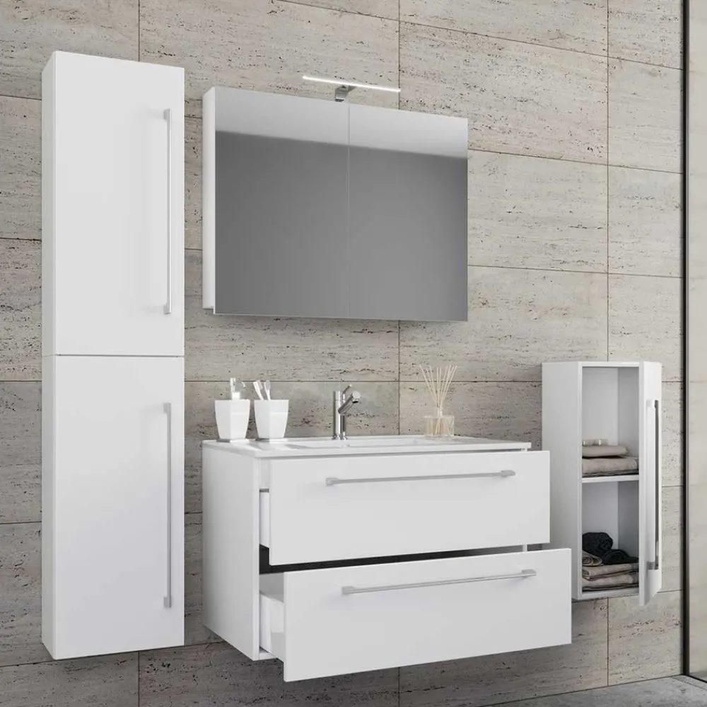 Wohnen Modernes Badezimmer in Weiß - Ipsum (vierteilig)