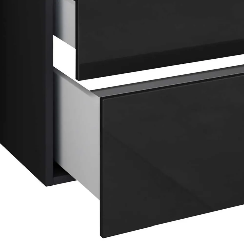 Wohnen Badezimmer Komplett*Modernes Badmöbel Ensemble in Schwarz - Vinkoja (vierteilig)