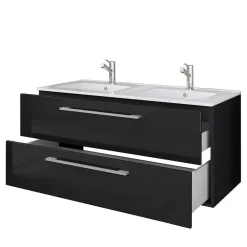 Wohnen Badezimmer Komplett*Modernes Badmöbel Ensemble in Schwarz - Vinkoja (vierteilig)