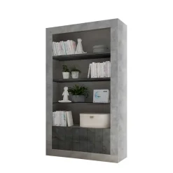 Wohnen Graue Möbel|Loft Möbel*Modernes Bücherregal in Grau zweifarbig - Bari