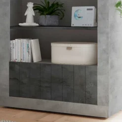 Wohnen Graue Möbel|Loft Möbel*Modernes Bücherregal in Grau zweifarbig - Bari