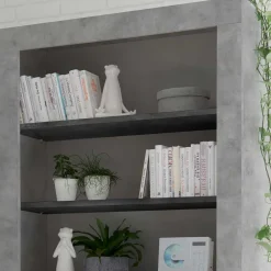 Wohnen Graue Möbel|Loft Möbel*Modernes Bücherregal in Grau zweifarbig - Bari