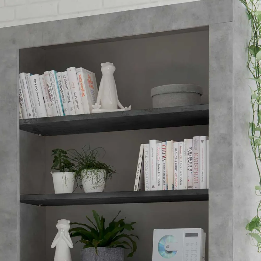 Wohnen Graue Möbel|Loft Möbel*Modernes Bücherregal in Grau zweifarbig - Bari