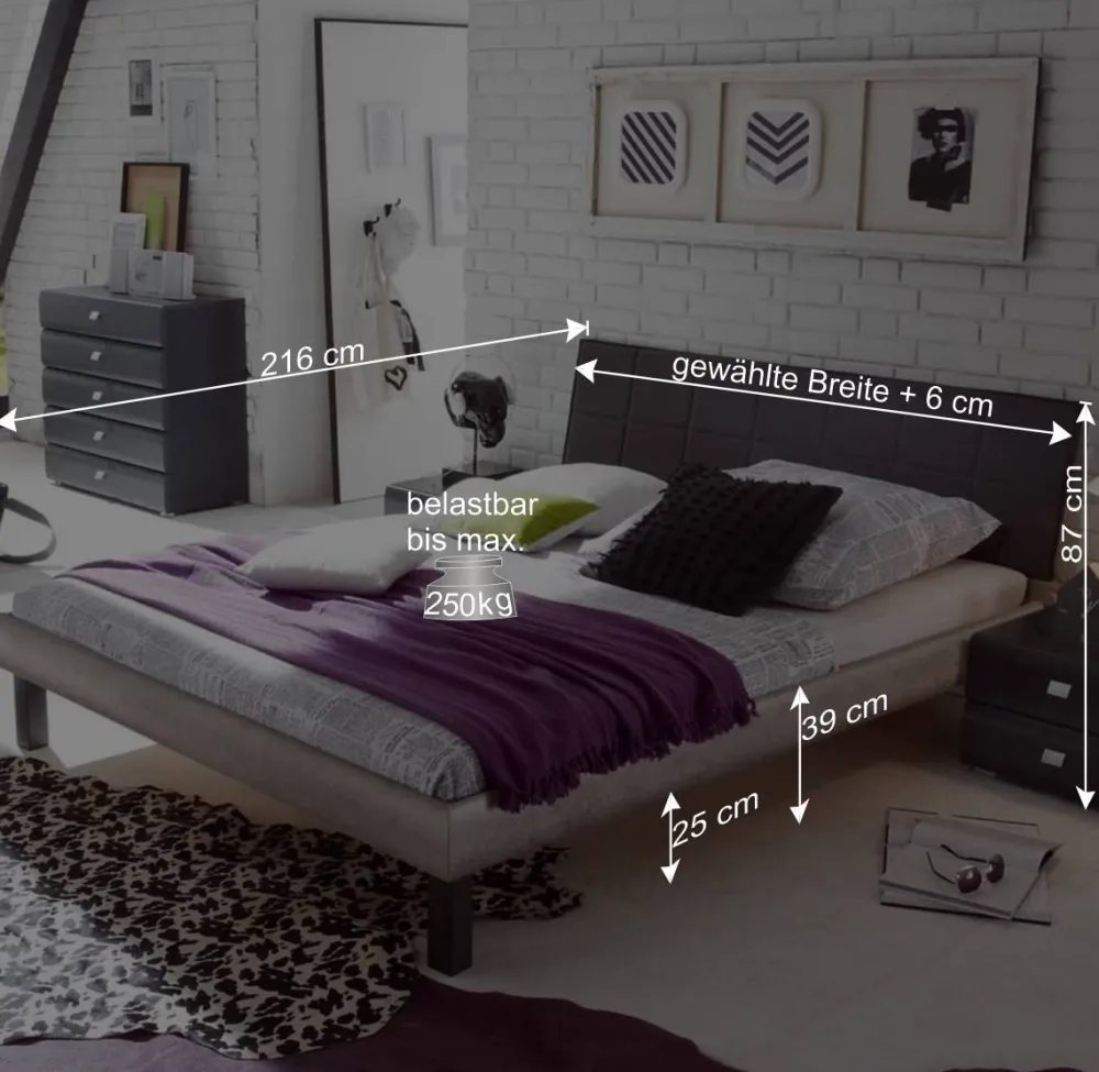 Wohnen Betten|Betten*Modernes Bett Concista in Beton-Optik