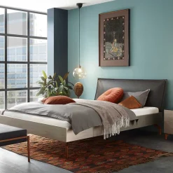 Wohnen Modernes Bett mit Kunstlederkopfteil - Optica