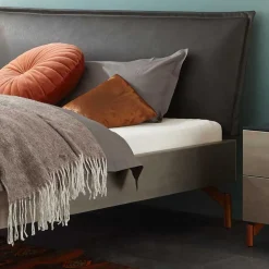 Wohnen Modernes Bett mit Kunstlederkopfteil - Optica