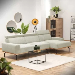 Wohnen Sofas|Sofa*Modernes Ecksofa in Creme Cordbezug - Caldizza