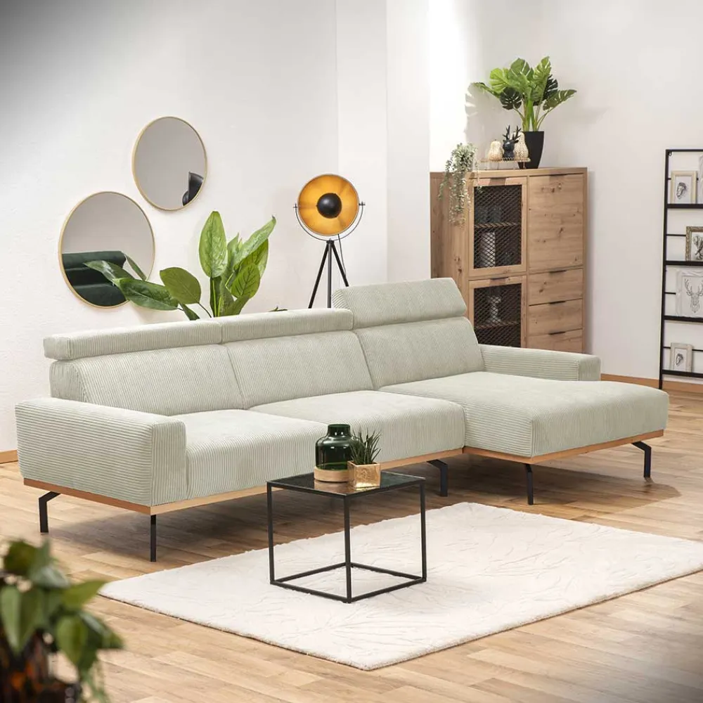Wohnen Sofas|Sofa*Modernes Ecksofa in Creme Cordbezug - Caldizza