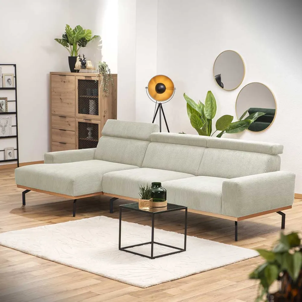 Wohnen Sofas|Sofa*Modernes Ecksofa in Creme Cordbezug - Caldizza
