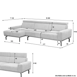 Wohnen Sofas|Sofa*Modernes Ecksofa in Creme Cordbezug - Caldizza