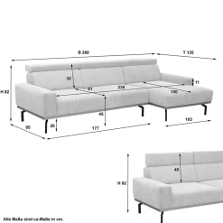 Wohnen Sofas|Sofa*Modernes Ecksofa in Creme Cordbezug - Caldizza