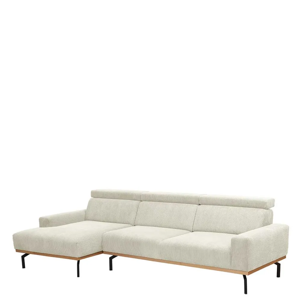 Wohnen Sofas|Sofa*Modernes Ecksofa in Creme Cordbezug - Caldizza