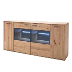 Wohnen Modernes Eiche Sideboard mit Glaseinsätzen - Assela