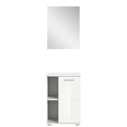 Wohnen Weiße Möbel|Glasmöbel*Modernes Garderobenmöbel in Weiß - Rugova (zweiteilig)