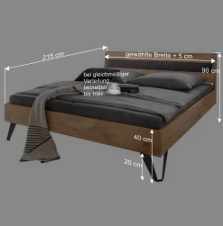 Wohnen Naturholzmöbel|Loft Möbel*Modernes Holzbett in Wildeichefarben - Dizamora