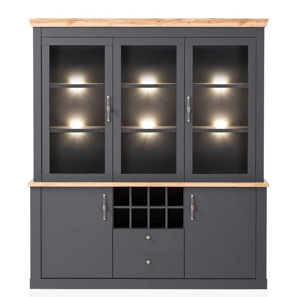 Wohnen Modernes Landhaus Buffet in Anthrazit - Lionel