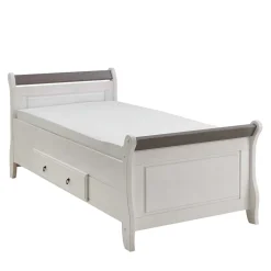 Wohnen Modernes Landhausbett in Weiß & Grau - Caneon