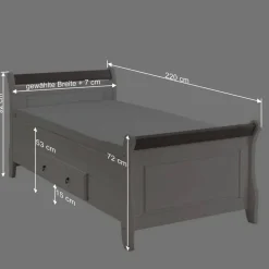 Wohnen Modernes Landhausbett in Weiß & Grau - Caneon