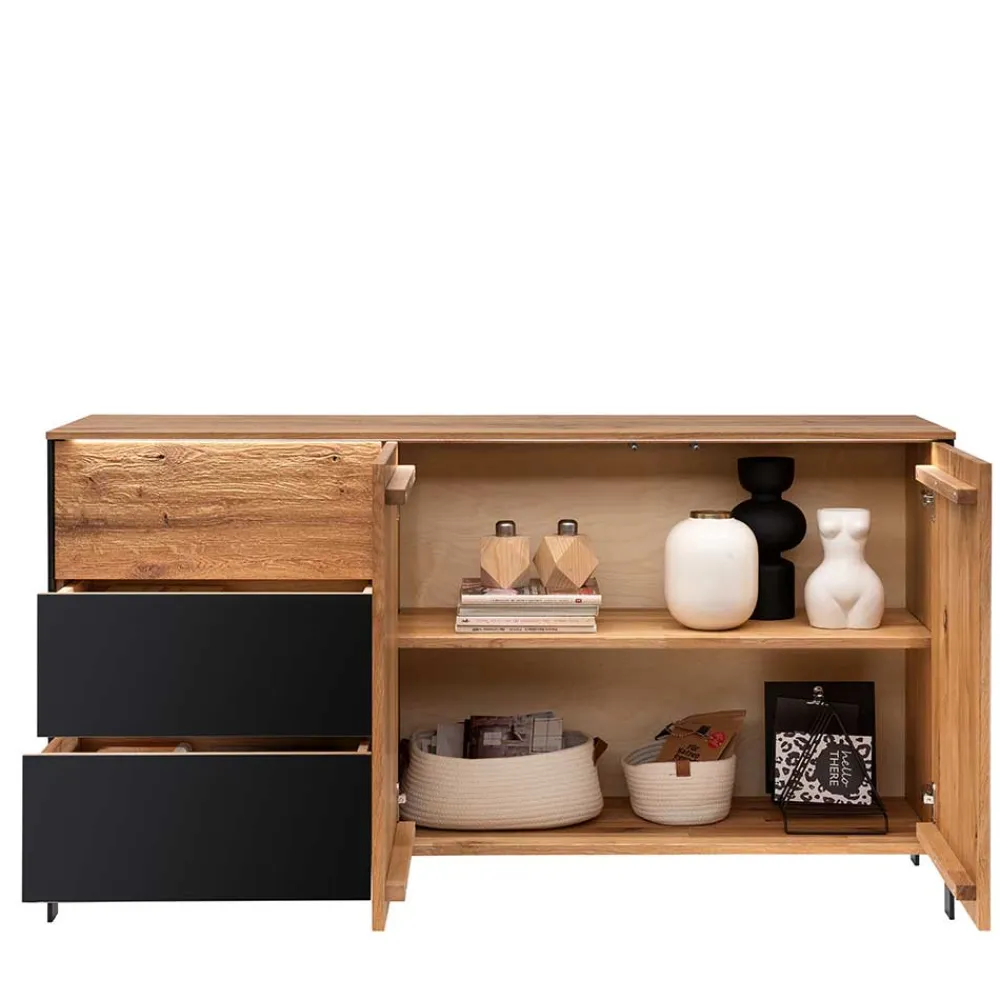 Wohnen Modernes Sideboard in Wildeiche und Anthrazit - Claas