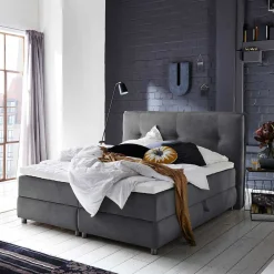 Wohnen Modernes Stauraum-Boxspringbett in Anthrazit - Zavagossa