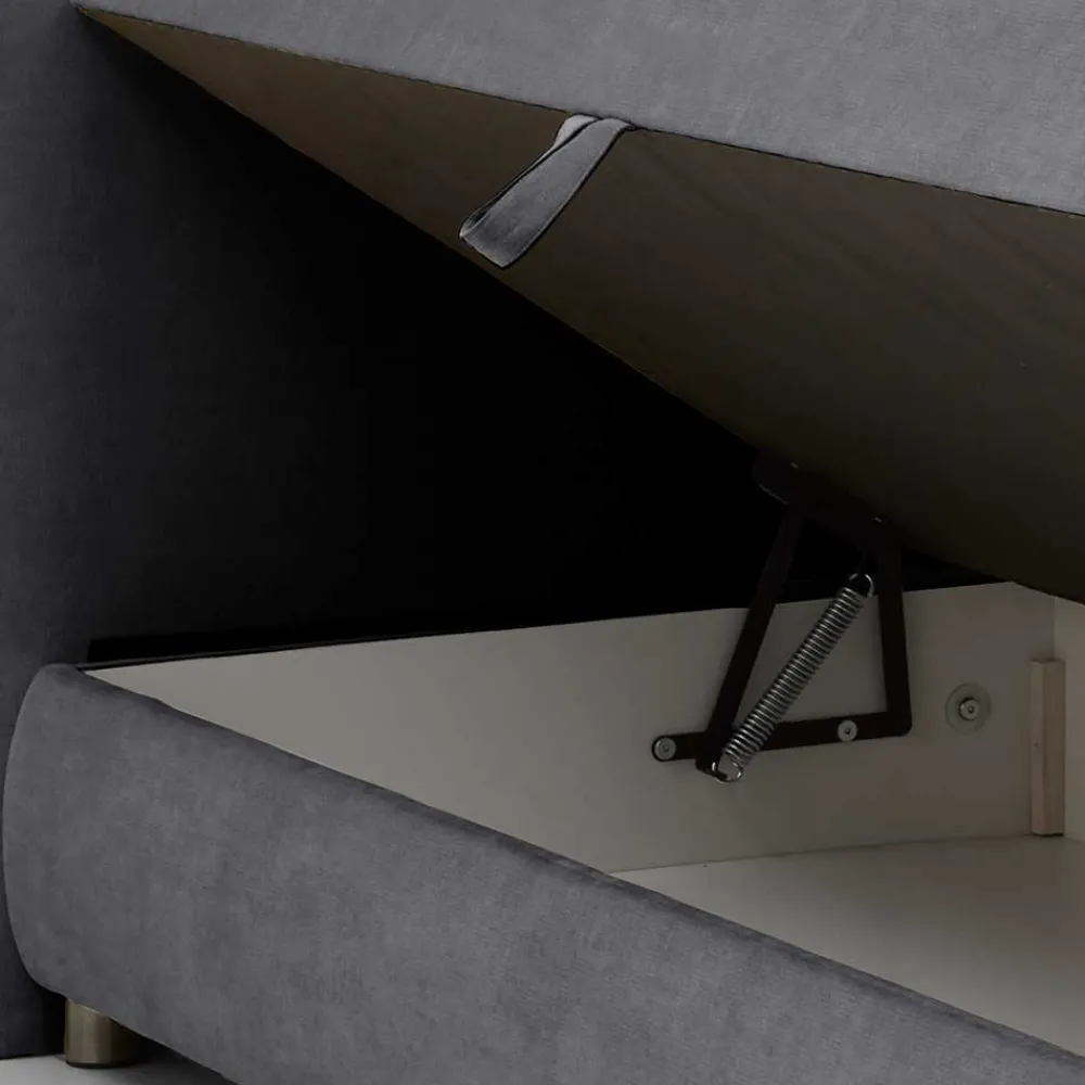 Wohnen Modernes Stauraum-Boxspringbett in Anthrazit - Zavagossa
