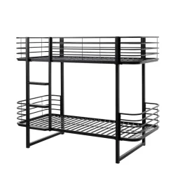 Kinder Wohnen Modernes Stockbett aus Metall in Schwarz - Plentios