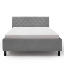 Wohnen Modernes Stoffbett mit Bettkasten in Hellgrau - Villaro