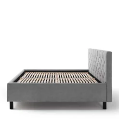 Wohnen Modernes Stoffbett mit Bettkasten in Hellgrau - Villaro