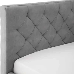 Wohnen Modernes Stoffbett mit Bettkasten in Hellgrau - Villaro