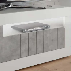 Wohnen Modernes TV Element in Hochglanz Weiß - Niris