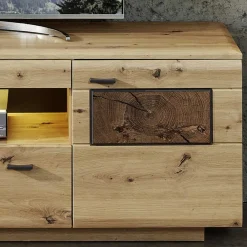 Wohnen Modernes TV Lowboard in Holzoptik Wildeiche - Iniaco