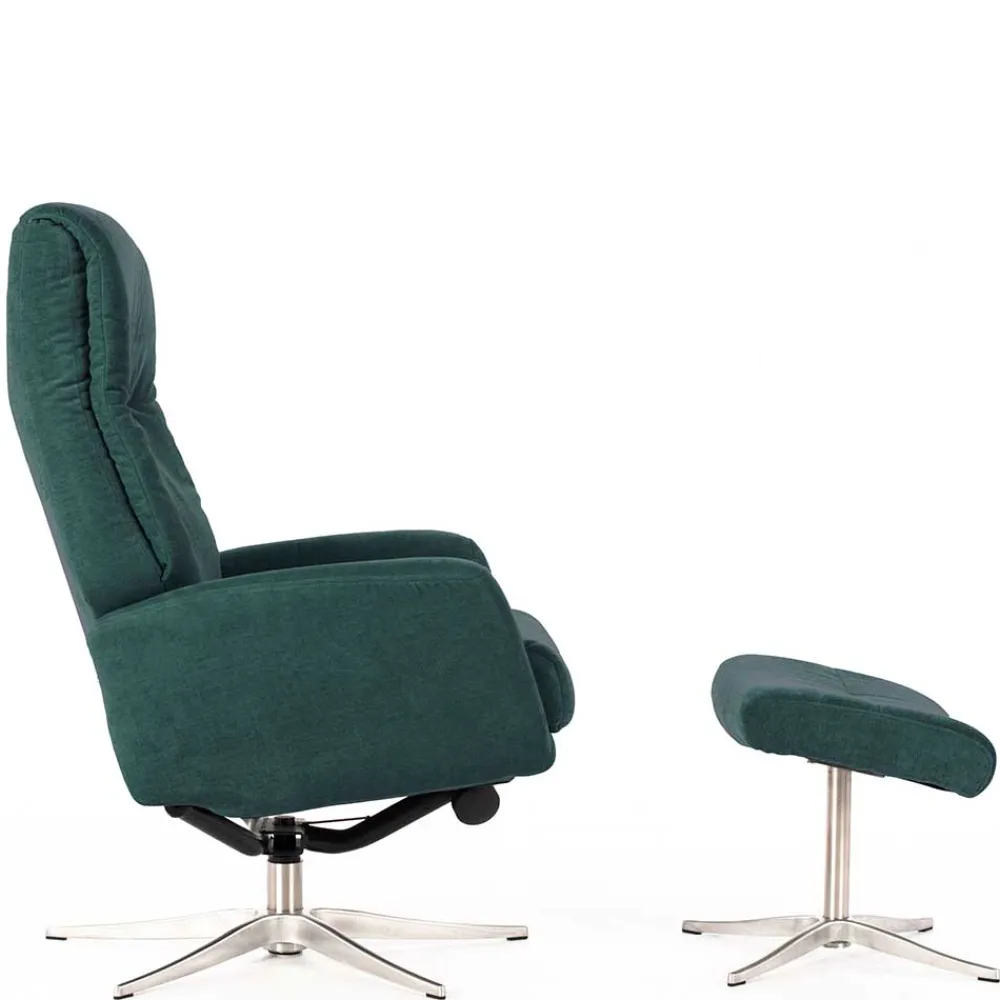 Wohnen Graue Möbel|Retro Möbel*Modernes TV Sessel Set mit Fußhocker - Trapani (zweiteilig)