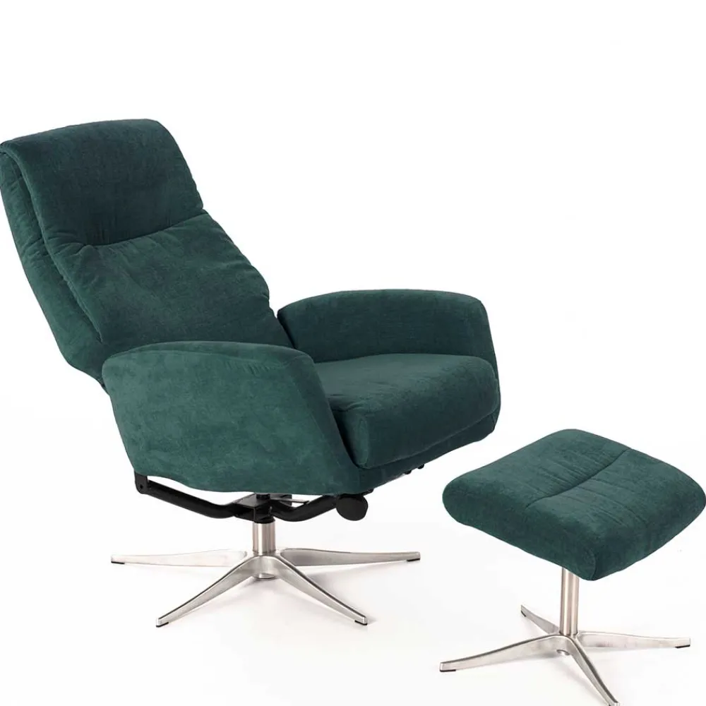 Wohnen Graue Möbel|Retro Möbel*Modernes TV Sessel Set mit Fußhocker - Trapani (zweiteilig)