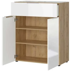 Wohnen Küchenschränke|Flurkommoden*Modernes Vertiko in Weiß & Wildeiche - Duclia