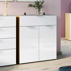 Wohnen Küchenschränke|Flurkommoden*Modernes Vertiko in Weiß & Wildeiche - Duclia