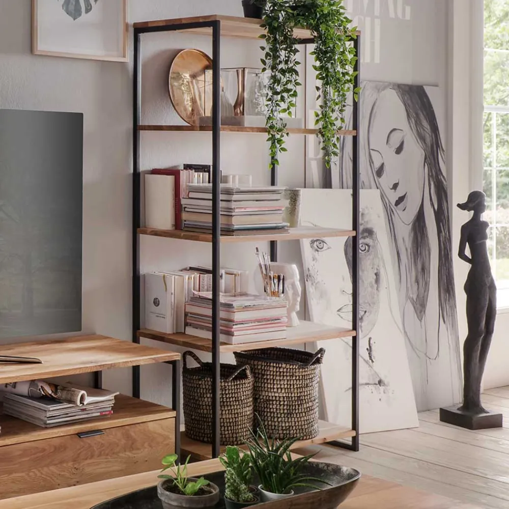 Wohnen Modernes Wildeiche Regal mit Stahlgerüst - Sluganov