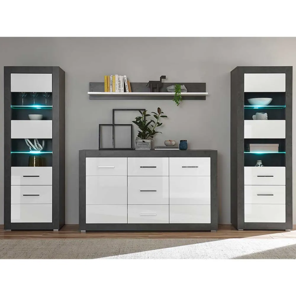 Wohnen Wohnwände|Wohnwand*Modernes Wohnmöbel Set zweifarbig - Istensa (vierteilig)