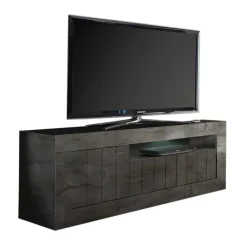 Wohnen Loft Möbel|Industrial Möbel*Modern-geradliniges TV Board in Dunkelgrau Dekor - Bella